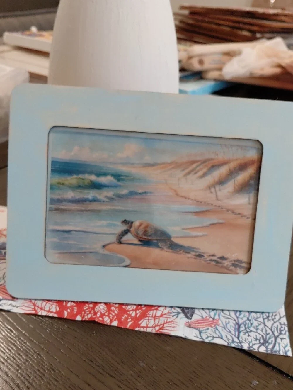 Coastal Sea Turtle Photo Frame - Light Blue